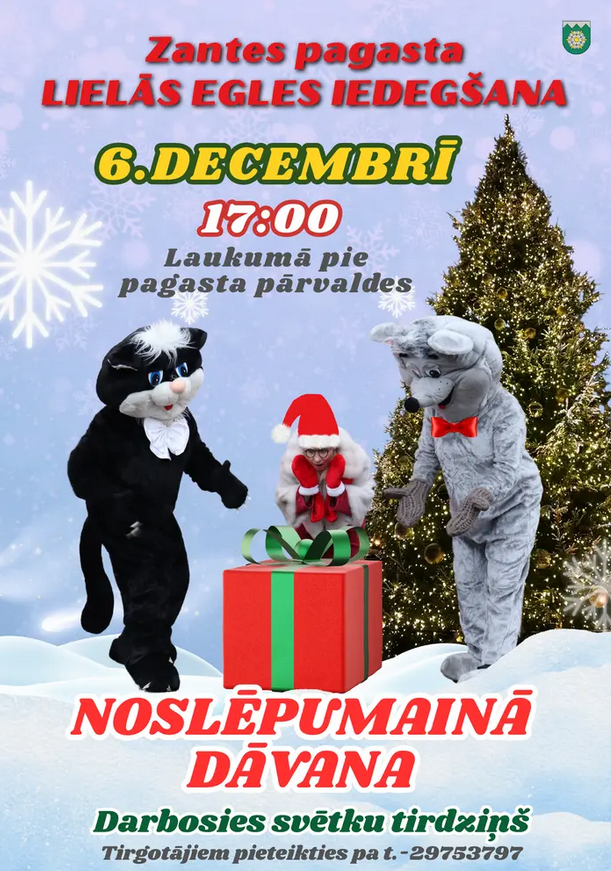 Zantes pagasta lielās svētku egles iedegšana